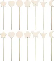 14Pcs Make Your Own Princess Wand - Unfinished Fairy Stick Wooden DIY Crafts Moon Star Heart Crown Butterfly Round Magical Wand for Girls Art Show Cosplay Costume