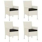 Garden Chairs with Cushions 4 pcs Poly Rattan White