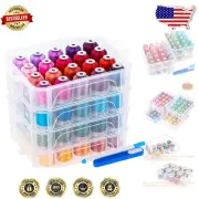 Durable 500m Polyester Thread Set - 80 Colors with Multi-Storing Box Included