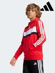 adidas Red Seasonal Essentials Tiberio 3-Stripes Fleece Hoodie Kids (E42512) | $76