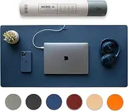 Nordik Leather Desk Mat Cable Organiser (Midnight Blue 89 X 43 cm) Premium Extended Mouse Mat for Home Office Accessories - Felt Vegan Large Leather Desk Pad Protector & Desk Blotter Pads Decor