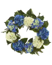 Nearly Natural 24in Hydrangea Wreath