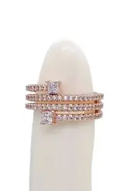 NEW 100% Authentic PANDORA Rose Gold Pave Sparkle Triple Spiral Ring 180051C01