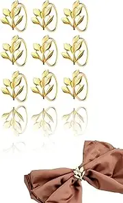 Honwor Gold Leaf Napkin Rings - Elegant Wedding & Dinner Decor, Festive Autumn, Easter & Party Tableware (10 PCS)