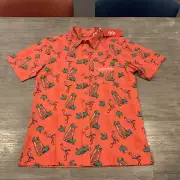 NEW w Tags CAPTAIN MORGAN RUM SHINESTY SMALL BUTTON SHIRT CPT ORANGE FLAMINGO