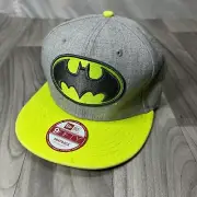 New Era Baseball Cap Mens M/L Green Gray Batman Embroidered Snapback Flat Hat
