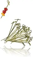 Pack of 200, 4.7” Bamboo Cocktail Picks, Natural Knot Skewers for Stylish Apizers & Drinks, for Charcuterie Boards, Fruit Skewers, Cocktail Garnishes, Party and Event Supplies