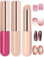 U-Shinein Nail Brush, Silicone Nail Brush for Chrome Nail Powder and Gel Polish, Nail Art Rendering Tools, Ombre Transfer French Nail Brush, Nail Polish Brush Applicator Sticks Portable Nail Gradient Brush