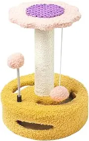 AIMALL Flower Shaped Cat Tree Scratching Post with Sisal Climber Tower Plush Perch and Trackball Toy for Kittens Small Cats Indoor Play and Furniture Protection