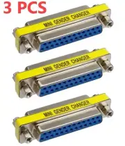 3x 25 Pin D-SUB DB25 Female to Female Mini Gender Changer Coupler Gold Plated