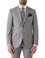 [Dom Bagnato] Tailored Fit Stefano Check Wool Suit Jacket Grey