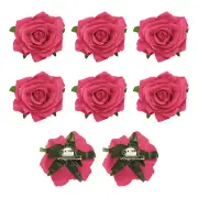 8Pcs Rose Flower Hair Clips 4 Inch Flower Hair Pins Flower Brooch Rose Red