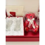 Baccarat Pair Glass Steiff Teddy Bear Set Limited Collaboration Japan Red Rare