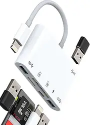 Lightning to SD Card Reader USB Adapter(6in1)for iPhone14 13Pro Max for Apple MFi Certified Charger Connector Digital Camera Micro SD TF Memory for iPad OTG Cable 3.0 Converter Photo Transfer External
