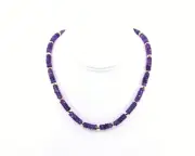 Faceted Purple Amethyst Necklace with Gold Accents, Beaded Amethyst Choker