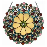 Stained Glass Victorian Tiffany-glass Window Panel 18" Wide Sun-catcher