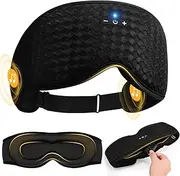 Xkimos 3D Contoured Sleep Mask with Bluetooth Headphones, Adjustable Blackout Sleeping Mask, Easy Installation Sleeping Headphones with Ultra-Thin Stereo Speakers for Men, Women