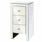 New Mirrored Bedside table Drawers Furniture Mirror Glass Quenn Silver
