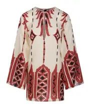 Johanna Ortiz Patterned Shift Dress 6 Nude