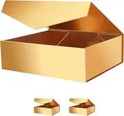 MALICPLUS 3 Extra Large Gift Boxes for Easter 41.4x36x12.7 CM, Gift Boxes with Lid for Clothes and Large Gifts (Glossy Gold)