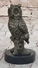 Milos Bronze Owl Sculpture Handmade Collectible Art Deco Statue Sale