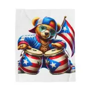 Puerto Rican Teddy Bear Cozy Throw Soft Bedding Velveteen Plush Blanket