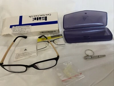 blue light blocking glasses Black/tan Clover Model No Magnification