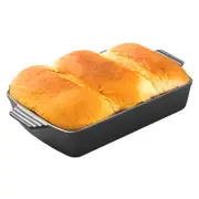 SOGA 33cm Cast Iron Rectangle Bread Cake Baking Dish Lasagna Roasting Pan