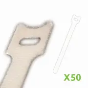 10 Inch Hook and Loop Reusable Strap Cable Cord Wire Ties 50 Pack White