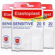 3x Elastoplast Sensitive Hypoallergenic Skin Friendly Strips 20 Wound Plasters