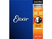 Elixir #12077 Electric Guitar Strings Nano Nickel Plated Steel 10-52 Light Heavy
