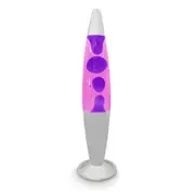 Pink Purple Wax Liquid Lava Lamp Electric Desk/Bedside Light Decor Silver 42cm