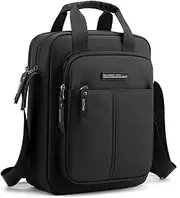 [natyrlpog] Men's Shoulder Bag Nylon Crossbody Bag Waterproof Casual Black Messenger Bag for Work Travel, Black, Black