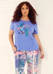 [Taking Shape] Taking Shape Bamboo Paisley Pyjama Top Size 20 in Dusty Lilac - Plus Size Women's Sleepwear Dusty Lilac