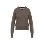 [Phoebe Philo] Phoebe Philo-Brown Shrunk V-Neck Wool Sweater-Donna XS STAND