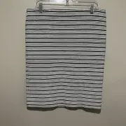 LOFT NWT Pencil Skirt Womens Size Large Blue Striped Stretch Knit Pull On