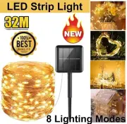 32M 300 LED Solar Power Strip Rope Lights Fairy String Light Xmas Outdoor Warm
