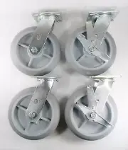 8" x 2" Non-Marking Rubber Caster - Swivel (2EA) & Swivel with Brake (2EA)