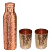 Copper Water Bottle Hammered Vacuum Flask 950 ML with 2 Tumber Health Benefits