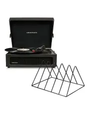 [Crosley] Voyager Bluetooth Portable Turntable + Gadhouse Vinyl Rack Bundle in Black