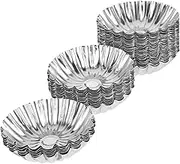 PRETYZOOM Egg Tart Molds for Baking, Mini Tart Pie Pan Stainless Steel Brioche Mold Reusable Ensaymada Molder Filipino Brioche Tins Mould for Cupcake Mini Cake Pudding Muffin 50PCS