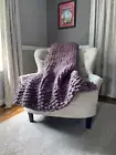 Chunky Knit Blanket | Smoky Amethyst Throw Blanket | Light Purple Knit Blanket