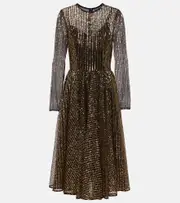 [Dolce & Gabbana] Dolce & Gabbana Sequined tulle midi dress AU 12 gold