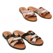Women Pikolinos Algar Leather Slide Sandals Open Toe Flats NEW