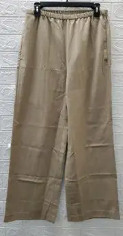 New Banana Republic Weightless Wide Leg Wool Flannel Pull On Pant Beige Sz Med