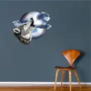 Howl At The Moon Wolf Decal Howling Night Sky Wildlife Animal Art Vinyl, b92