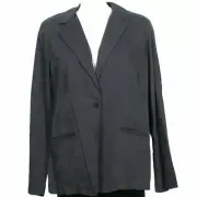 EILEEN FISHER Graphite Gray Linen Viscose Stretch Shaped Jacket 16