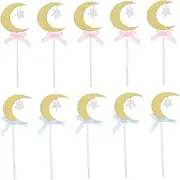 ifundom 20pcs Moon Cake Insert Star Decor Cake Decor Moon Cupcake Topper Star Cupcake Topper Cupcake Toppers Cream Cake Topper Moon Decor Goldendoodle Ornament Star Cake Topper Paper