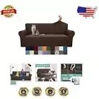 High Stretch Dark Coffee Slipcover for 3 Cushion Couches - Machine Washable