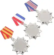 [VANZACK] 3pcs Veteran Medal Alloy Brooches Medals Kit Lapel Pin Party Favor Memorial Medal Prizes Cloth Star Alloy Lapel Pin Memorial Brooch Children Medals Kit Toys Badge Suit